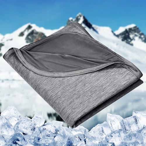 HOMFINE Kühldecken für heiße Schläfer - leichte Sommerdecke mit Japanische Q-Max>0.43 Kühlfasern, 2 in 1 doppelseitig Wohndecke Sofadecke Reisedecke - Dunkelgrau 200 * 220 cm