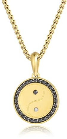 GAVU Collana da Uomo in Acciaio Inox Dorato con Ciondolo Yin Yang 50cm