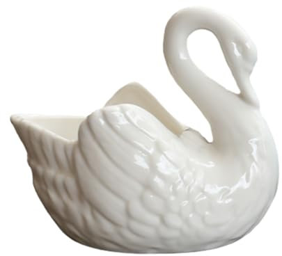 OFFSCH 1stk Kleiner Schwan Blumentopf Bonsai Töpfe Tierischer Sukkulentenhalter Übertopf Figur Pflanztopf Für Tiere Kaktusvase Kaktus Topf Blumentopf Aus Porzellan Keramik Pflanze Weiß