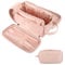 Droombouw Kosmetiktasche für Frauen, Groß Make Up Tasche Organizer mit Bürstenfach, Portable Wasserdicht Reise Make Up Tasche, Rosa