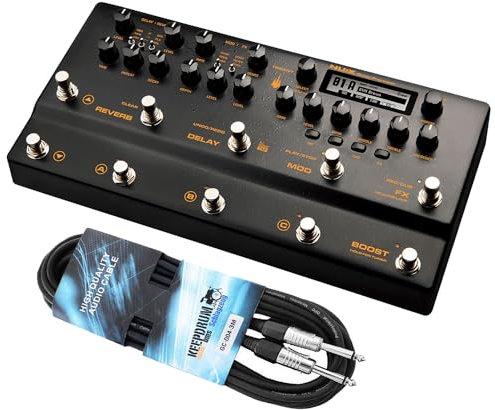 Nux Trident Modeling Multi-Effektgerät für Gitarre + keepdrum Klinkenkabel