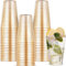PLMMOUT Lot de 50 gobelets de fête en plastique rigide avec paillettes dorées, 413 ml, verres à liqueur, verres à liqueur, paillettes dorées, pour mariages, anniversaires, fêtes, stables et
