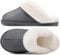 Donpapa Hausschuhe Damen Herren Winter Warme Plüsch with Memory Foam Faux Lammfell Pantoffeln Flauschige Rutschfeste Slippers Indoor Outdoor Dunkelgrau 40.5-42
