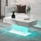 KEEPREAPER Modern Coffee Table for Living Room, Living Room Table Rectangular Center Table, High Glossy Wooden Coffee Tables with 16 Colors LED Lights for Dining Reception Room, White Marble