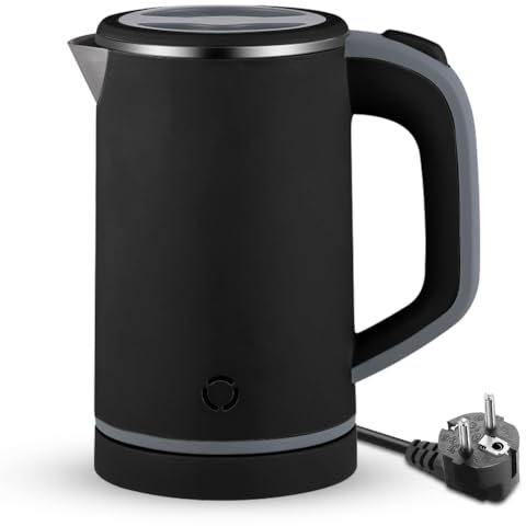 EUBSWA - Bollitore elettrico portatile da viaggio, 600 W, in acciaio inox, con protezione da surriscaldamento, funzione di cottura a pressione, colore: Nero