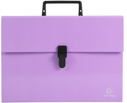 Exacompta - Ref. 56765E – Karton mit 4 Fächermappen mit Aquarell-Griff – mehrfarbige verstärkte Seiten – Verschluss mit Clip-Knopf – 18 Fächer – Maße: 32 x 24 cm – für A4 – Farbe Mauve