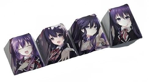 Japanese anime keyboard cap、keyboard caps custom、Keycaps 4 Keys 、Gaming Mechanical Keyboard, Custom PBT OEM Profile、keyboard caps custom、keyboard caps anime、DATE A LIVE、(Yatogami Tohka)