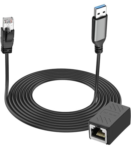 XMSJSIY USB A to Ethernet Cable Gigabit LAN Network 1 Gbps USB 3.0 Type A Male to RJ45 Male/Female Adapter Cord for Laptop PC and More Directly Connected to Switch, Router, Modem-2M/6.5FT