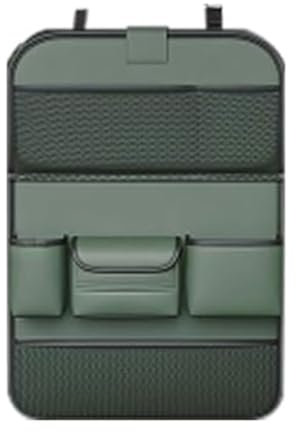 JUNJIKAIDAN Rücksitz Organizer Auto für Mini Countryman Clubman Paceman, Autositz Aufbewahrungstasche PU Leder Rückenlehnenschutz Kick-Matten Viele Taschen Zubehör,C/Green