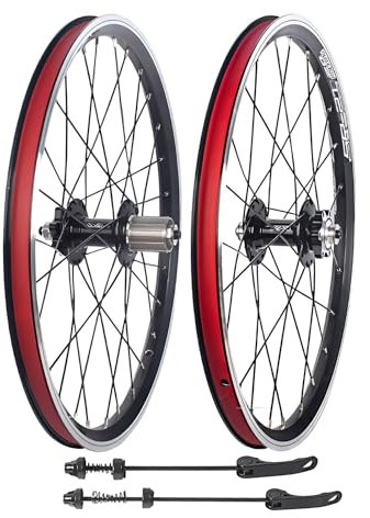 HZXQCVB 20 Zoll 406/451 Mountainbike-Laufräder Schnellspanner Doppelte Schicht Aluminium-Legierung Felgen Scheiben-/V-Bremse 24/28H Naben Für 7 8 9 10 Gang Kassette(Black,451)