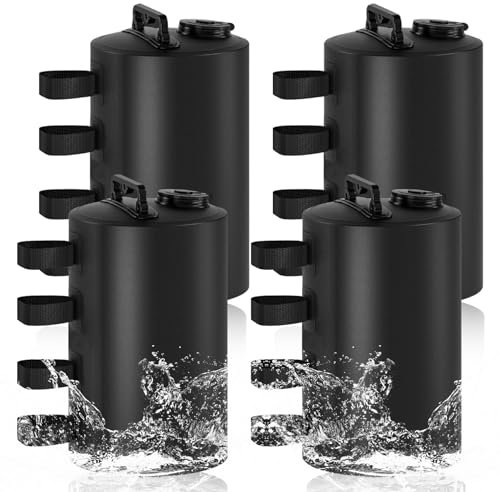 4er Set Wassergewichtstaschen, 80kg(20L*4),4er Set Sandgewichtssäcke, Kann Wasser/Sand befüllbar, Wiederverwendbar, Universal Beingewichte für Pavillons/Gartenzelte/Festzelte, Schwarz, 24 * 45cm