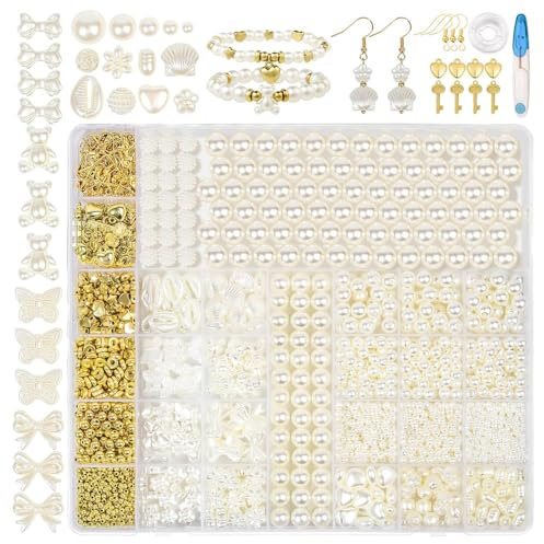 MOVKZACV Perlen für Armbänder, Ohrring Machen Kit, Perlen zum Auffädeln Erwachsene für DIY Perlen Set Schmuck Bracelet Making Kit, Feiertage, Partys, Weihnachten