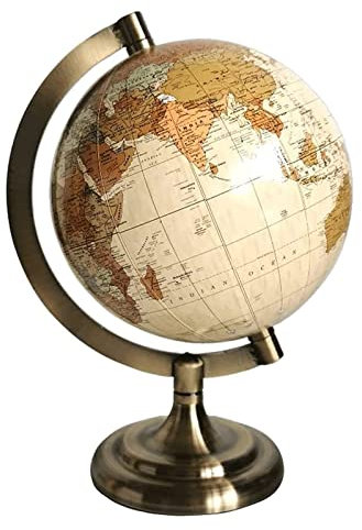 PZEOB Deko-Globus Antik-Globus mit plattierten Metallsockel-Globus, Retro-HD, rotierender Weltglobus, Wohnkultur und Büro, geografische Globen interessant