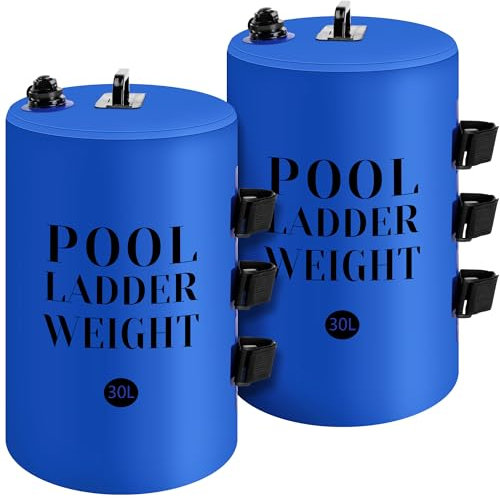 moonoom 2Pcs 30L Pool Ladder Weights, 500D PVC Waterproof Swimming Pool Sand Bags with Heavy-Duty Nylon and Handle, UniversalPool Step Anchor Bag for Above Ground and in-Ground Stairs