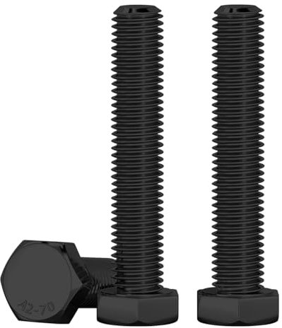 Drenky M8 x 50mm Boulons Hexagonaux Acier Inoxydable A2 V2A Vis à Tête Hexagonale DIN 933 Vis Inox M8 Boulon pour Automobile et Machinerie, Noir, 10 Pièces