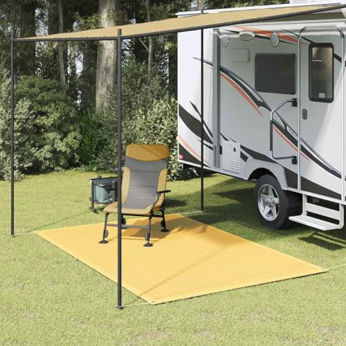 Myheimly Zeltteppich Wetterbeständig Vorzeltteppich Zeltboden Campingteppich Vorzeltboden Vorzelt Camping Boden Outdoor Teppich 200x300 cm Beige