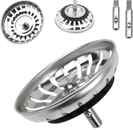 Tapón universal para fregadero de 80 mm, tapón de desagüe de acero inoxidable, colador, colador, tapón para fregadero de cocina (1 unidad)