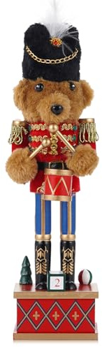 VorFor Nussknacker Figur Puppe,28cm Nussknacker,Weihnachtsdeko Holz,Deko (Trommelmann Bär), Freunde Und Freunde