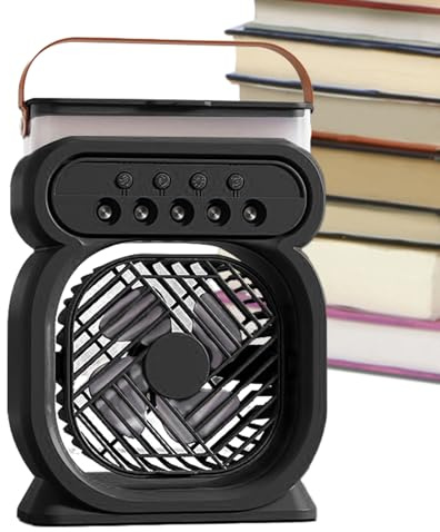 Xijobido Ventilador Nebulizador Portátil - Pequeño Ventilador de Sobremesa con Nebulizador Portátil,3 Velocidades Humidificador y Circulador de Aire con Luz Nocturna para Casa Sala Cocina Tienda de