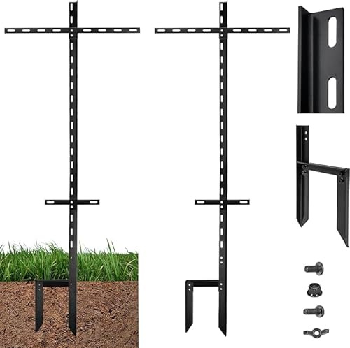2 Stück 130 cm Lange T-Bar-Hofschildpfähle, robuster Metall-Stahlpfahl-Hofschildhalter, 2 mm Dicker schwarzer Schildpfosten für Außenparkhausbar, Rasenschilder, Straßenschilder (2, 130cm)