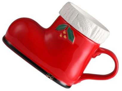 MOLUCKFU Multifunktions Keramik Kaffeetasse Stiefelförmig 450ml Weihnachtsmuster Hitzebeständig Griffbecher Für Kaffee Tee Saft Wasser Zuhause Büro