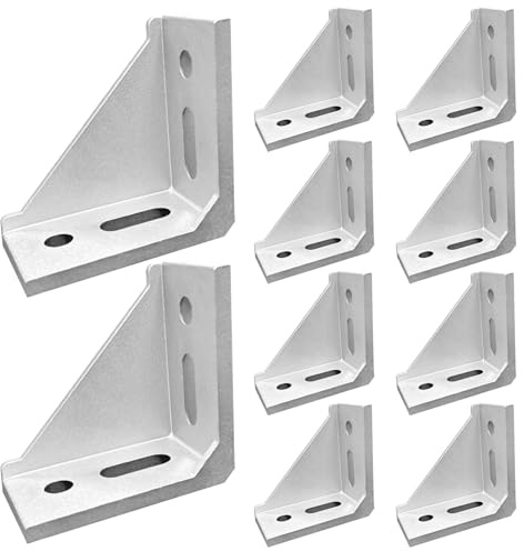 10 Stück Aluprofil Winkel Befestigungsmaterial, 80x80mm Aluprofil Winkel Aluwinkel Aluminium 90 Grad für Aluprofil-Strebenprofil Wandhalter Montagematerial