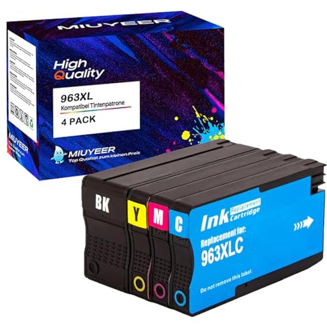 963XL Tintenpatronen Kompatibel für HP 963XL 963 XL Druckerpatronen für Officejet Pro 9010 9020 9012 9022 9015 9016 9018 9019 (4er-Pack,1Schwarz/1Cyan/1Gelb/1Magenta)