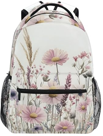 Sevdomey Vintage Daisies Laptop Backpack, Waterproof 15L Stylish Lightweight Daypack with Multiple Pockets for Work, School & Travel