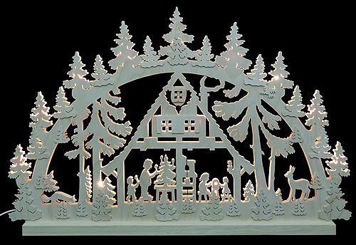 3D-Doppelschwibbogen - Waldhaus - 74 x 47 x 5,5 cm - Original Erzgebirge Schwibbögen - Michael Müller