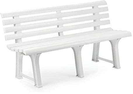 Außenbank, Made in Italy, 145x49x74 cm, Farbe Weiß