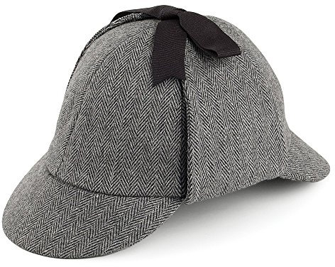 Jaxon & James Sherlock Holmes Hut in Fischgrätmuster - Grau - L