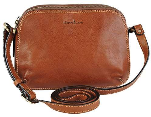 Gianni Conti 916315 Schultertasche, italienisches Leder, 3 Fächer, klein Gr. S, hautfarben