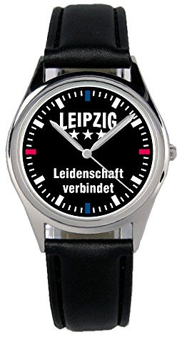 KIESENBERG Armbanduhr Leipzig Geschenk Artikel Idee Fan Damen Herren Unisex Analog Quartz Lederarmband Uhr 36mm Durchmesser B-2309