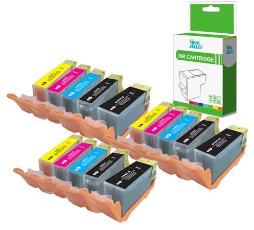 InkJello Ink Cartridge For Printer, Compatible With Canon Pixma iP4850 iP4950 iX6550 MG5150 MG5250 MG5300 MG5320 MG6150 MG6250 MG6220 MG8170 MG8150 MG8220 MG8250 MX715 C525/526 (BK/C/M/Y, 15-Pack)