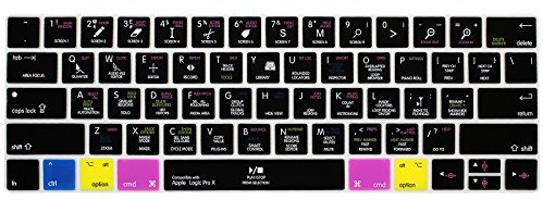 Shortcuts Hotkey Tastatur-Abdeckung kompatibel MacBook Pro 13 15 Zoll 2018 2017 & 2016 mit Touch Bar & Touch ID Modell: A1989 A1706 / A1990 A1707, USA Version Logic Pro X