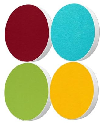 platino24 Akustikpaneele 4 Elemente Colore Kreis Ø 55 cm Set aus 4 Farben I Schallabsorber aus Basotect G+ mit Akustikfilz I Schalldämmung Wand & Decke I Akustikelemente Wandpaneel