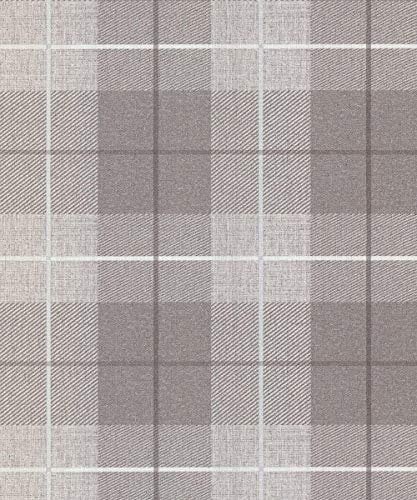 Taupe Country Tartan Wallpaper Checked Hessian Paste Wall Vinyl YöL
