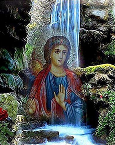 Awesocrafts 5D-Diamant-Malerei-Set für Erwachsene und Kinder, Jungfrau Maria, Wasserfall, zum Selbermachen, Diamantkunst, Stickerei, Malen nach Zahlen mit Diamanten (Virgin Mary)