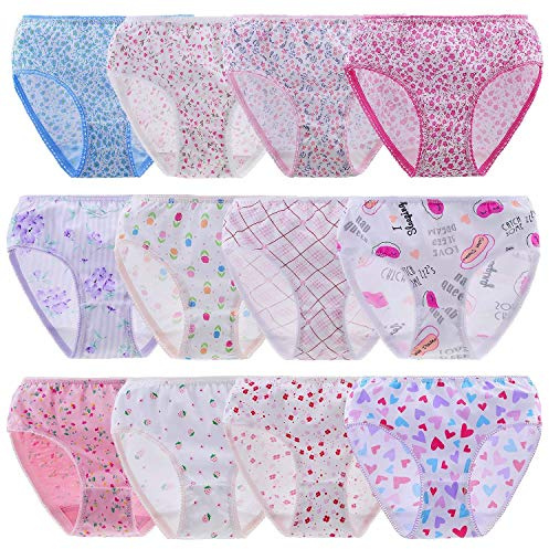 Anntry Enfants Aléatoire 12 Pièces Coton Culottes Bébé Culottes Douces Confortables sous-Vêtements Petites Filles Assorties Slip 2-12 Ans (F2-Culotte -aléatoire 12 Pièces, 2-3 Ans)