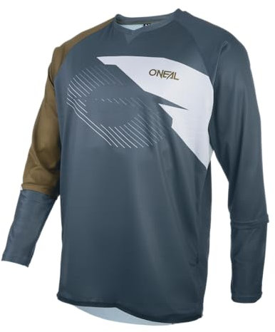 O'NEAL | Mountainbike-Jersey Langarm | MX MTB Motocross Enduro | Schnell trocknendes, atmungsaktives Material, Flache Nähte, Mesh-Einsätze | Tobanga Jersey | Erwachsene | Grau Olive | Größe S