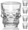 FLOW Barware Set di 4 bicchierini con teschio | Bicchieri da shot da 25 ml e 50 ml | Bicchierini per feste di Halloween | Set di bicchieri con teschio pressato durevole
