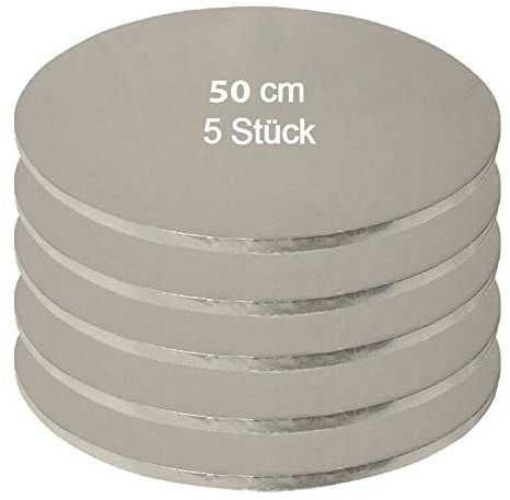Mytortenland Tortenplatte/Cake Board Rund Silber 50 cm 5 stk.