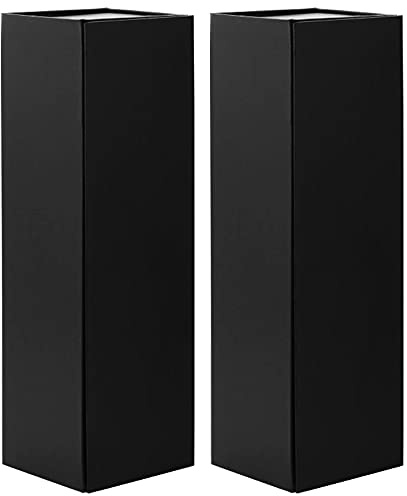 BLK&WH 2 Wine Gift Boxes 13.5x4.5x4 Inches, Magnetic Closure Collapsible Wine Bottle Gift Boxes for Liquor and Champagne (Matte Black)