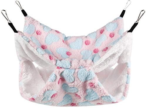 Aoliandatong Small Pet Cage Hammock Bunkbed Sugar Glider Hammock, Guinea Pig Cage Accessories Bedding, Warm Hammock for Parrot ferret Squirrel Hamster Rat Playing Sleeping(S Pink)