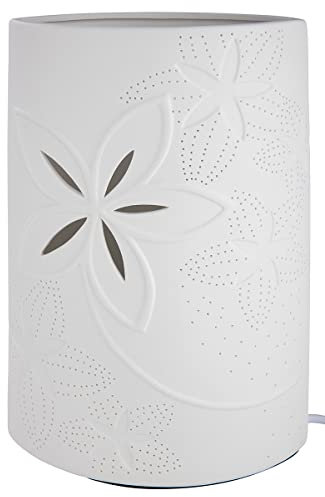 GILDE Deko Lampe aus Porzellan - Motiv: Glücksmomente - weiß mit Lochmuster - Höhe 28 cm