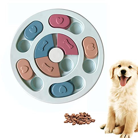 SUOXU Hundepuzzle Slow Feeder Hundespielzeug, Welpen-Leckerli-Spender Feeder Spielzeug, Interaktiver Hund Puzzle Feeder Hundetraining Verbessern IQ Puzzle Hundenapf (Blau)