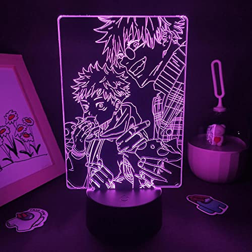 Kaisen Itadori Yuji Gojo Satoru Anime Figuren 3D LED Illusion Licht Schlafzimmer Tischdekoration Geburtstag & Manga Geschenke Jujutsu-7 Farbe keine Fernbedienung