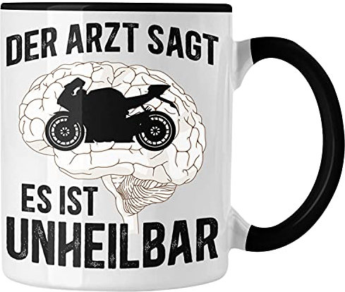 Trendation - Motorradfahrer Geschenk Männer Motorrad Tasse mit Spruch Kaffeetasse für Biker Herren (Schwarz)
