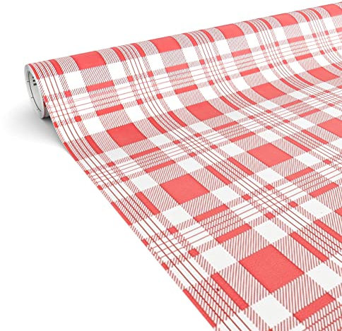 ANRO Klebefolie Möbelfolie matt Dekofolie DIY selbstklebend kratzfest wasserfest 0,45x2m Karo Rot