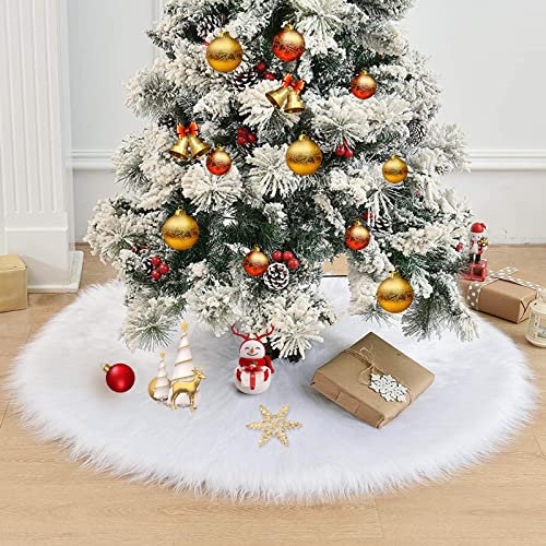OPAHUTER Weihnachtsbaumrock, Weicher Kunstpelz Baumröcke 90cm/36inch Durchmesser Baumrock für Weihnachten Neujahr Party Urlaub Home Dekorationen, Baumdecke Weihnachtsbaum Decke (Bright)